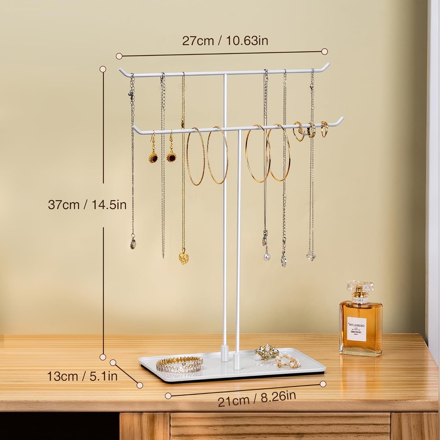 Necklace Stand: Black Metal Necklace Organizer for Home Decor