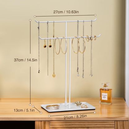 Necklace Stand: Black Metal Necklace Organizer for Home Decor