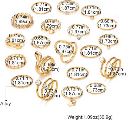  51 Pcs Gold Knuckle Rings Set For Women Girls Vintage Stackable Joint Finger Midi Rings Dainty Cubic Zirconia Crystal Simple Twist Hollow Cute Rings Pack Jewelry Gift