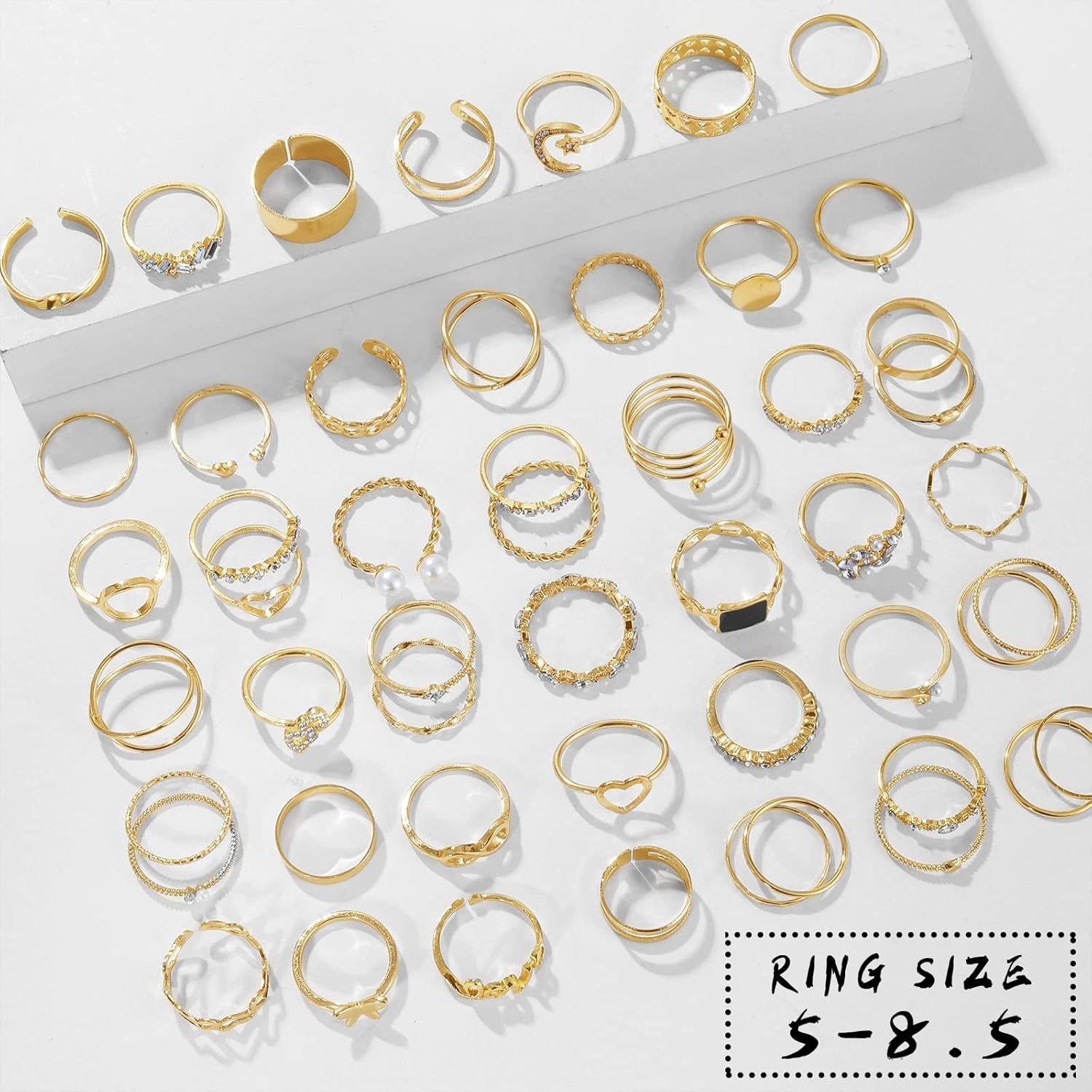 Gold Knuckle Rings Set For Women Vintage Stackable Joint Finger Midi Rings Dainty Cubic Zirconia Crystal Simple Twist Hollow Cute Pack Jewelry Gift (51 fasinon, Gold)