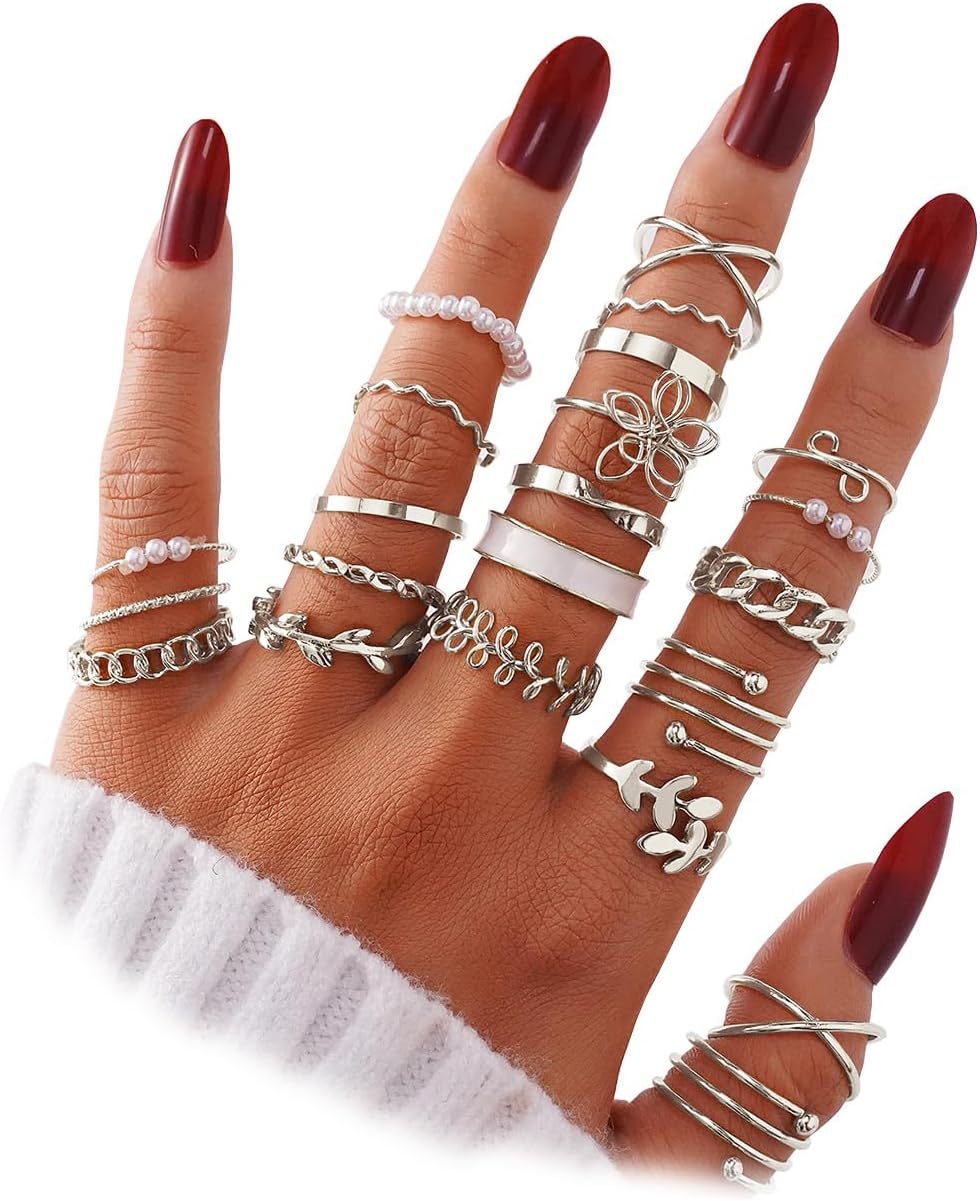  51 Pcs Gold Knuckle Rings Set For Women Girls Vintage Stackable Joint Finger Midi Rings Dainty Cubic Zirconia Crystal Simple Twist Hollow Cute Rings Pack Jewelry Gift