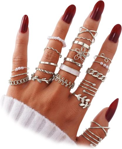  51 Pcs Gold Knuckle Rings Set For Women Girls Vintage Stackable Joint Finger Midi Rings Dainty Cubic Zirconia Crystal Simple Twist Hollow Cute Rings Pack Jewelry Gift