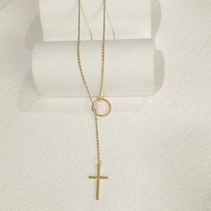 Gold Necklace for Women, Dainty Long Necklace 14k Gold Plated/Silver Y-Shaped Pendant Necklaces Trendy Beaded Chain Drop Necklaces Jewelry for Women Gifts