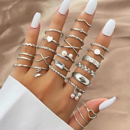 51 Pcs Gold Knuckle Rings Set For Women Girls Vintage Stackable Joint Finger Midi Rings Dainty Cubic Zirconia Crystal Simple Twist Hollow Cute Rings Pack Jewelry Gift