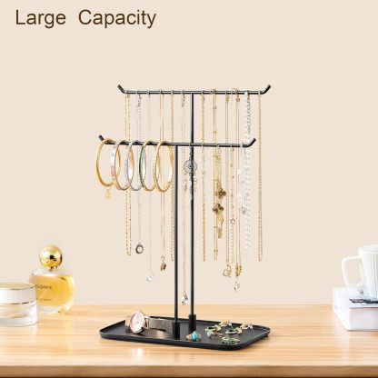 Necklace Stand: Black Metal Necklace Organizer for Home Decor