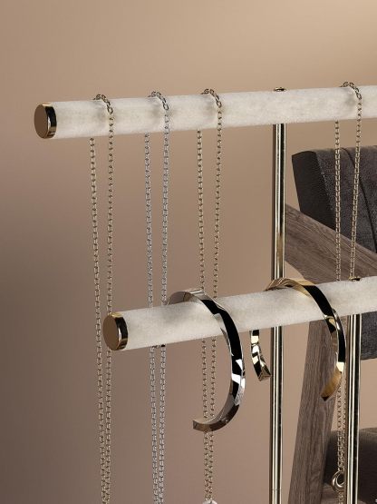 Necklace Organizers Holder, Small Jewelry Display Stand for Women, Men and Vendors, Long Necklace Organizer, Multi-Functional Bracelet Hanger, Space Saving Design (2 Tier Black)