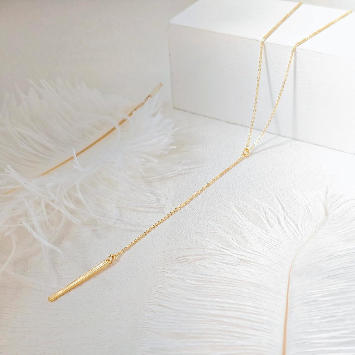 Gold Necklace for Women, Dainty Long Necklace 14k Gold Plated/Silver Y-Shaped Pendant Necklaces Trendy Beaded Chain Drop Necklaces Jewelry for Women Gifts