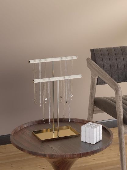 Necklace Organizers Holder, Small Jewelry Display Stand for Women, Men and Vendors, Long Necklace Organizer, Multi-Functional Bracelet Hanger, Space Saving Design (2 Tier Black)