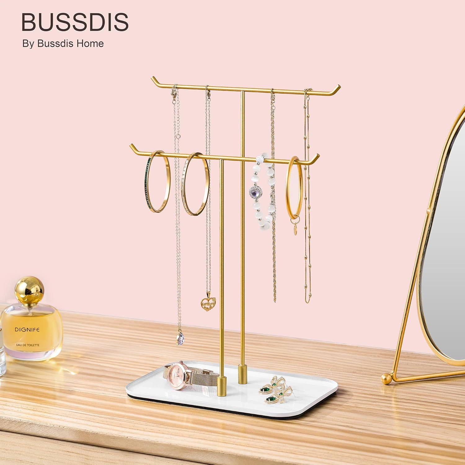 Necklace Stand: Black Metal Necklace Organizer for Home Decor