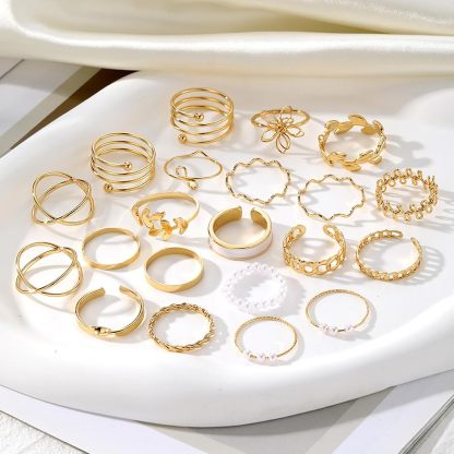  51 Pcs Gold Knuckle Rings Set For Women Girls Vintage Stackable Joint Finger Midi Rings Dainty Cubic Zirconia Crystal Simple Twist Hollow Cute Rings Pack Jewelry Gift