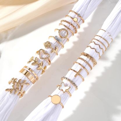  51 Pcs Gold Knuckle Rings Set For Women Girls Vintage Stackable Joint Finger Midi Rings Dainty Cubic Zirconia Crystal Simple Twist Hollow Cute Rings Pack Jewelry Gift