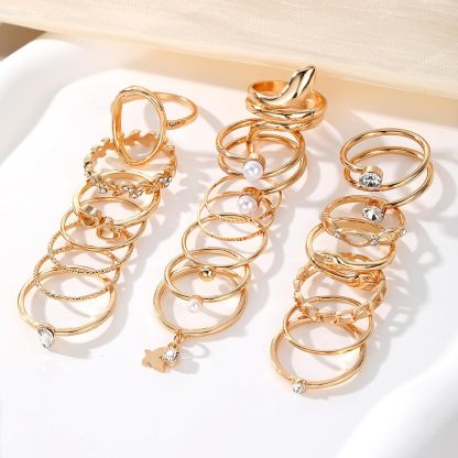  51 Pcs Gold Knuckle Rings Set For Women Girls Vintage Stackable Joint Finger Midi Rings Dainty Cubic Zirconia Crystal Simple Twist Hollow Cute Rings Pack Jewelry Gift