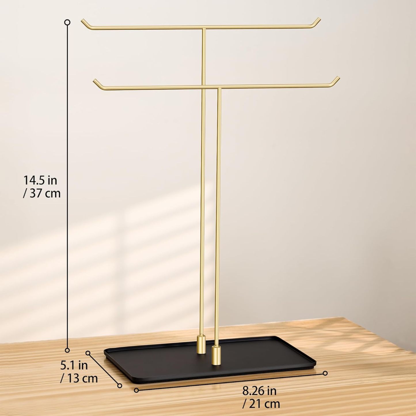 Necklace Stand: Black Metal Necklace Organizer for Home Decor