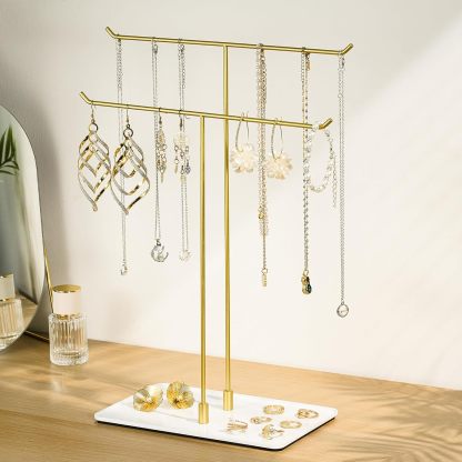 Necklace Stand: Black Metal Necklace Organizer for Home Decor