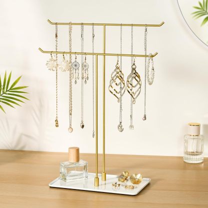 Necklace Stand: Black Metal Necklace Organizer for Home Decor