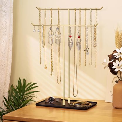 Necklace Stand: Black Metal Necklace Organizer for Home Decor