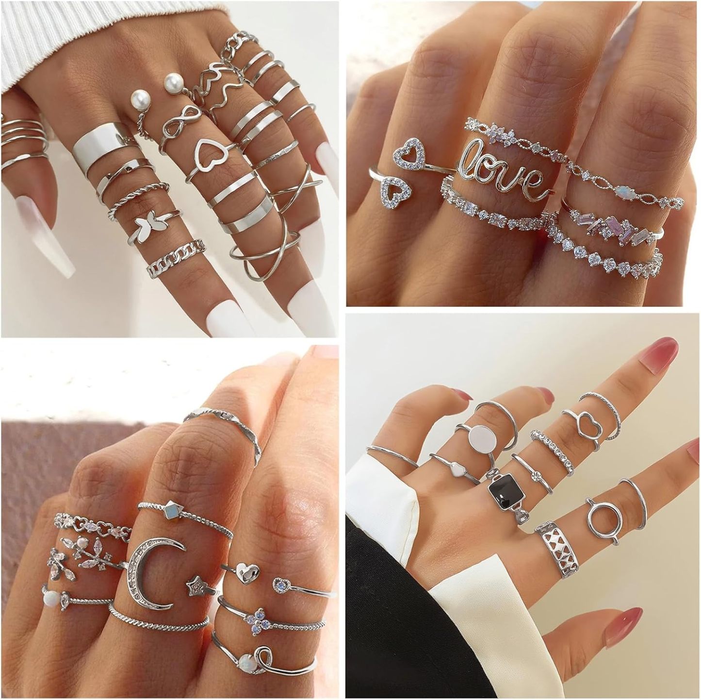  51 Pcs Gold Knuckle Rings Set For Women Girls Vintage Stackable Joint Finger Midi Rings Dainty Cubic Zirconia Crystal Simple Twist Hollow Cute Rings Pack Jewelry Gift