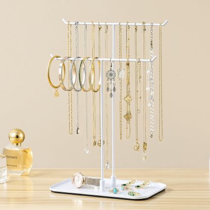Necklace Stand: Black Metal Necklace Organizer for Home Decor