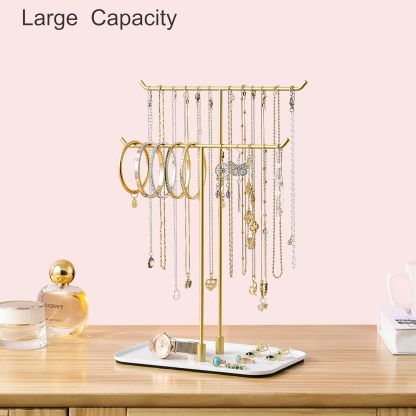 Necklace Stand: Black Metal Necklace Organizer for Home Decor
