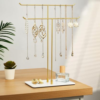 Necklace Stand: Black Metal Necklace Organizer for Home Decor