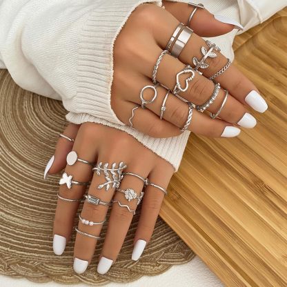  51 Pcs Gold Knuckle Rings Set For Women Girls Vintage Stackable Joint Finger Midi Rings Dainty Cubic Zirconia Crystal Simple Twist Hollow Cute Rings Pack Jewelry Gift