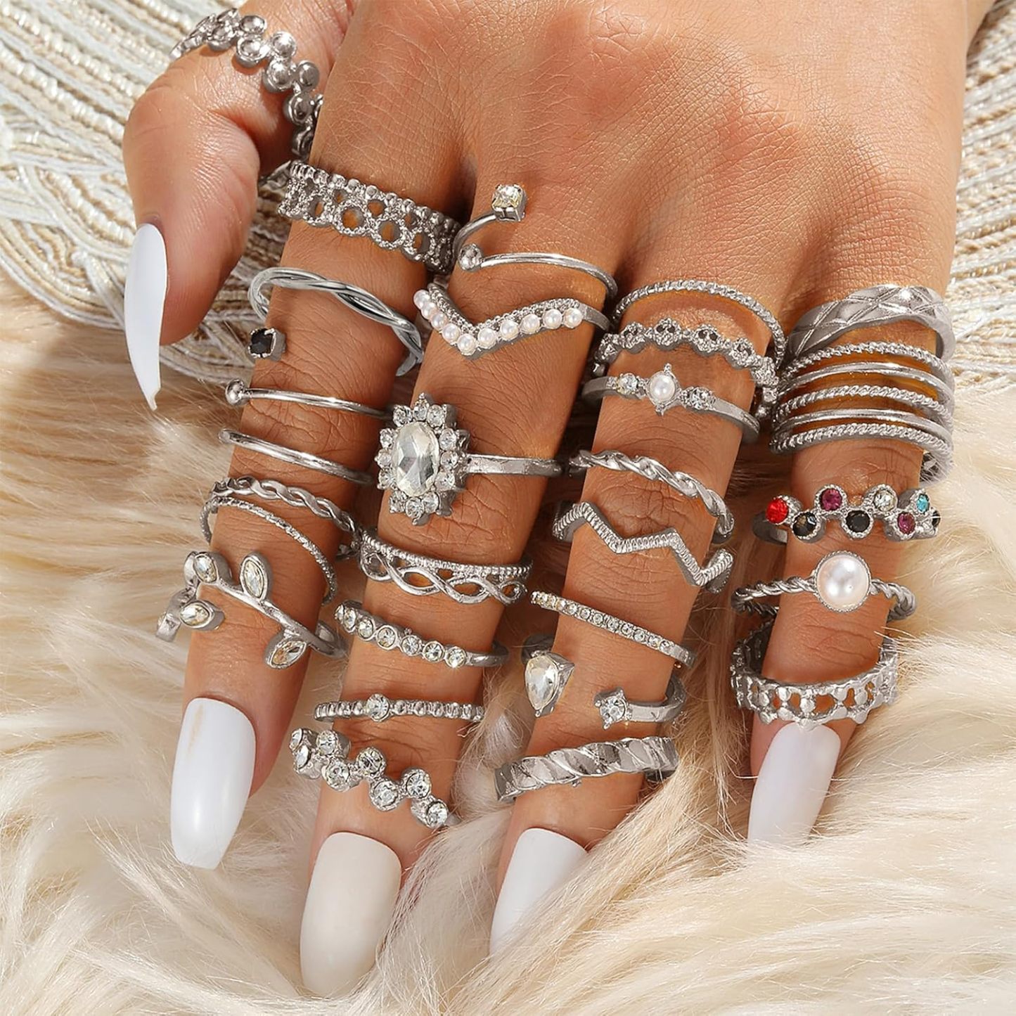  51 Pcs Gold Knuckle Rings Set For Women Girls Vintage Stackable Joint Finger Midi Rings Dainty Cubic Zirconia Crystal Simple Twist Hollow Cute Rings Pack Jewelry Gift
