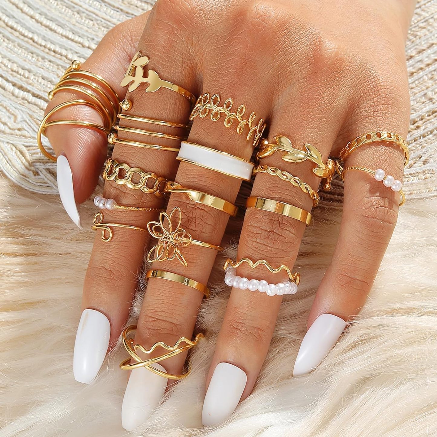  51 Pcs Gold Knuckle Rings Set For Women Girls Vintage Stackable Joint Finger Midi Rings Dainty Cubic Zirconia Crystal Simple Twist Hollow Cute Rings Pack Jewelry Gift