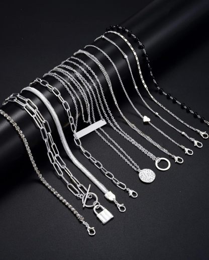 12pcs Chain Gold Bead Necklace Coin Moon Star Pearl Pendant Chain Choker Multilayer Necklace Leather Cord Set for Women Men Adjustable Gold Tone