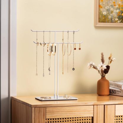 Necklace Stand: Black Metal Necklace Organizer for Home Decor