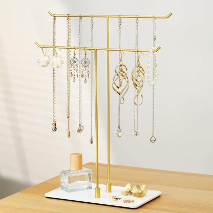 Necklace Stand: Black Metal Necklace Organizer for Home Decor