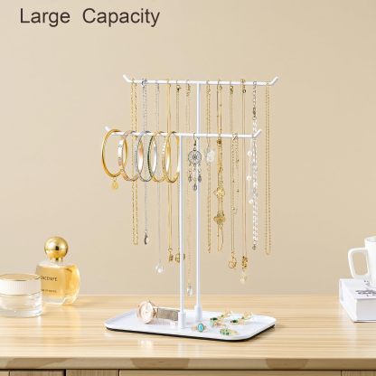 Necklace Stand: Black Metal Necklace Organizer for Home Decor