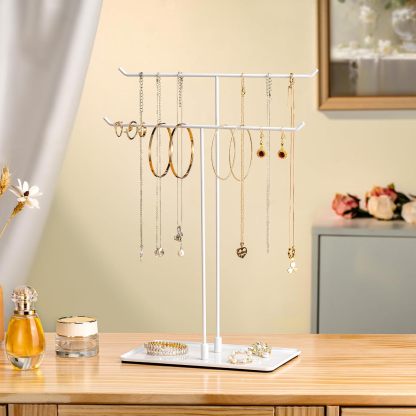 Necklace Stand: Black Metal Necklace Organizer for Home Decor