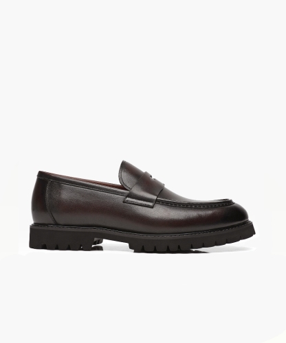 Aporomarc Classic Burnished Chunky Sole Penny Loafers for Men