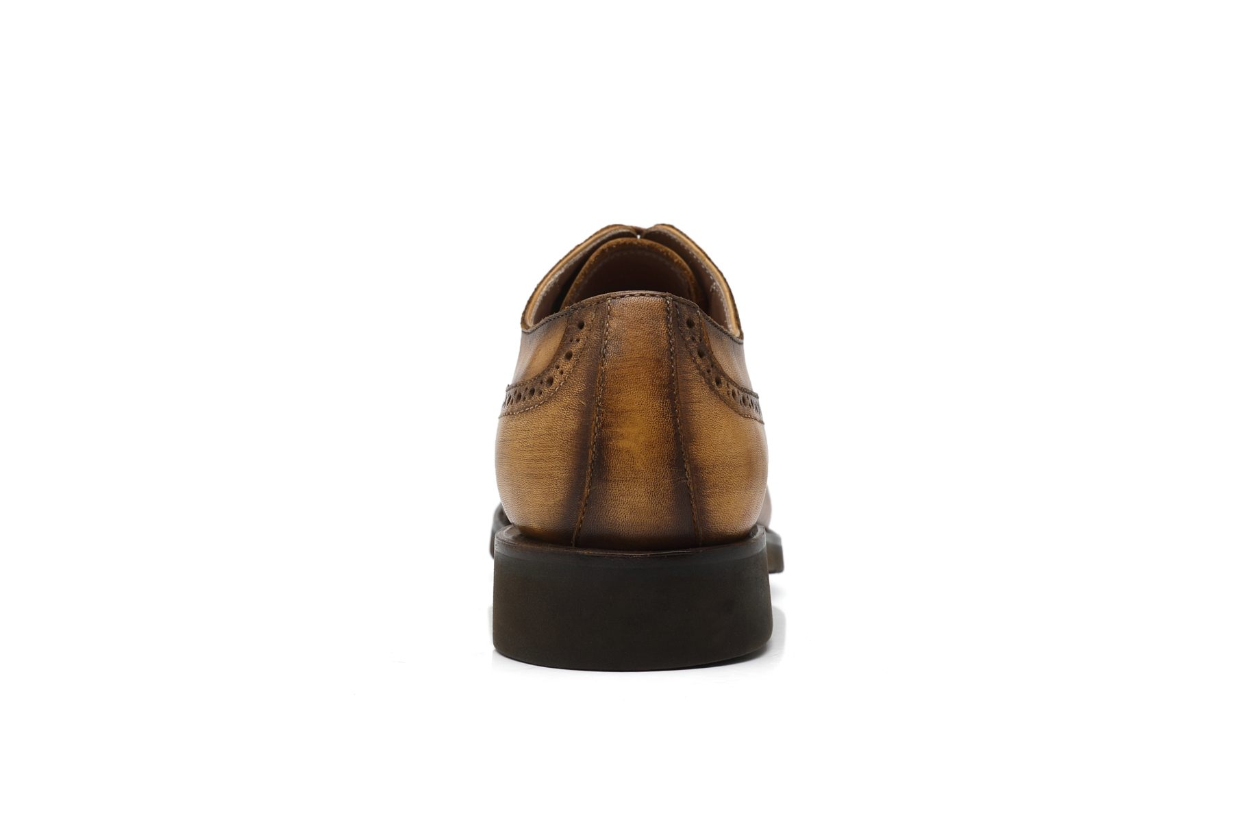 APORO MARC Hand-Painted Patina Tan Cap Toe Brogue Oxford Dress Shoes for Men