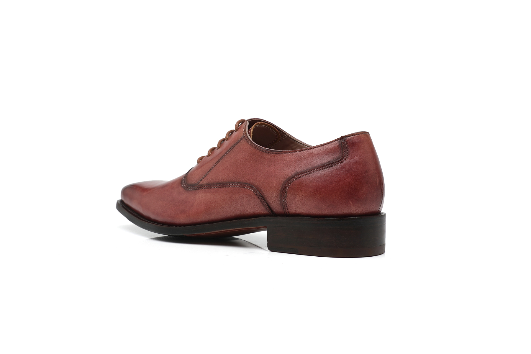 APORO MARC Burgundy Hand Patina Plain Toe Oxford Dress Shoes for Men