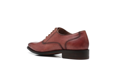 APORO MARC Burgundy Hand Patina Plain Toe Oxford Dress Shoes for Men