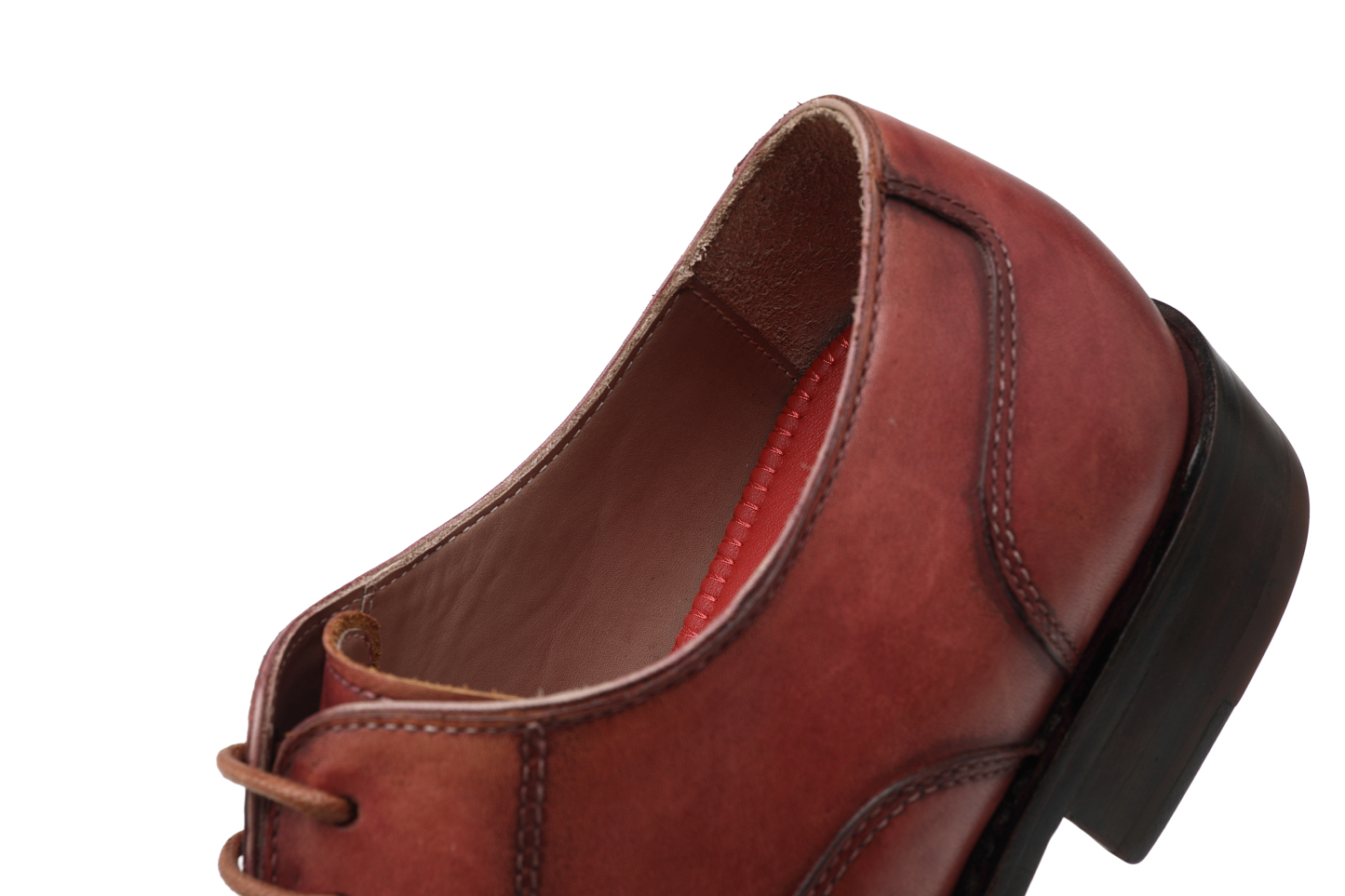 APORO MARC Burgundy Hand Patina Plain Toe Oxford Dress Shoes for Men