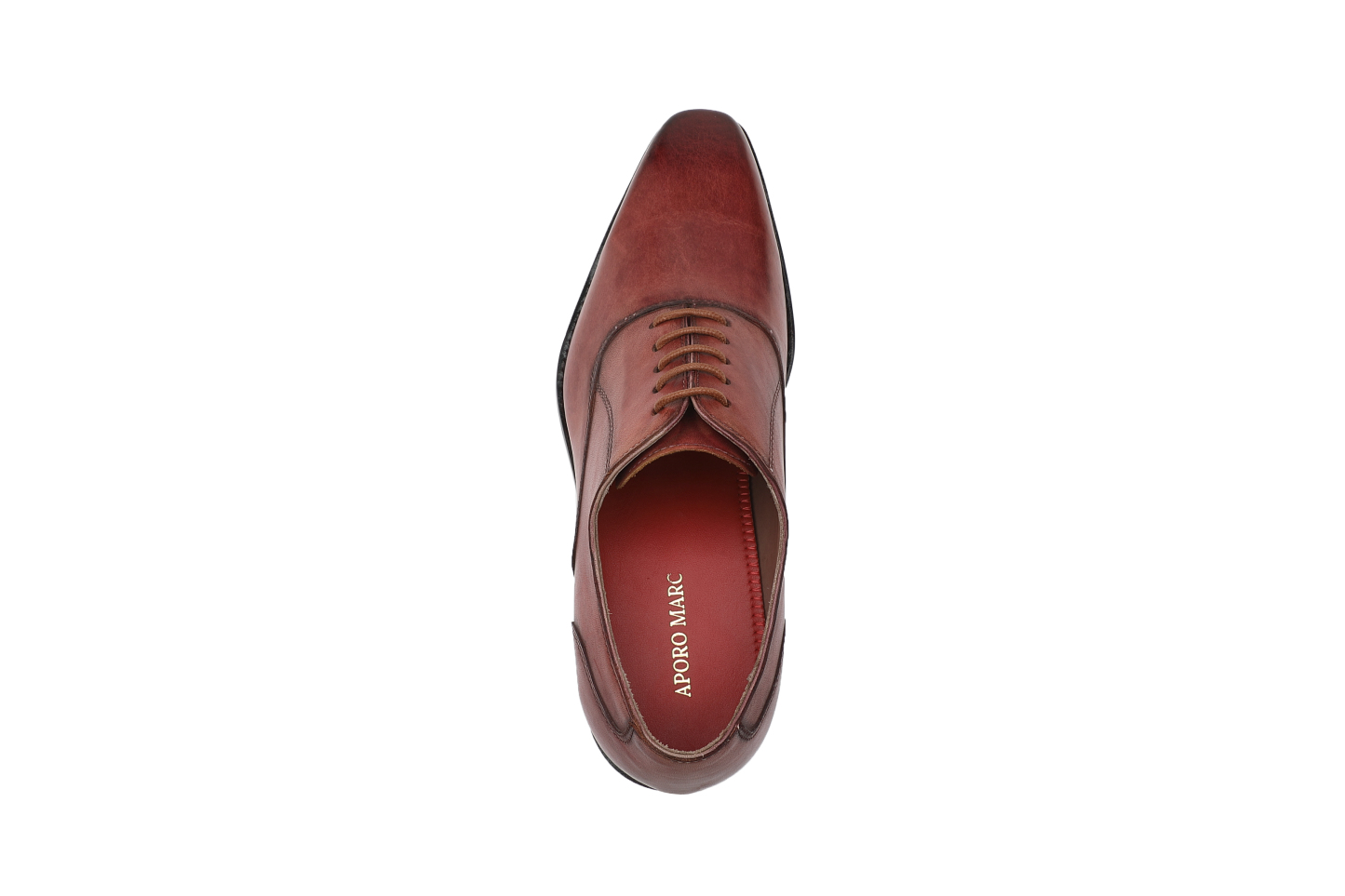 APORO MARC Burgundy Hand Patina Plain Toe Oxford Dress Shoes for Men
