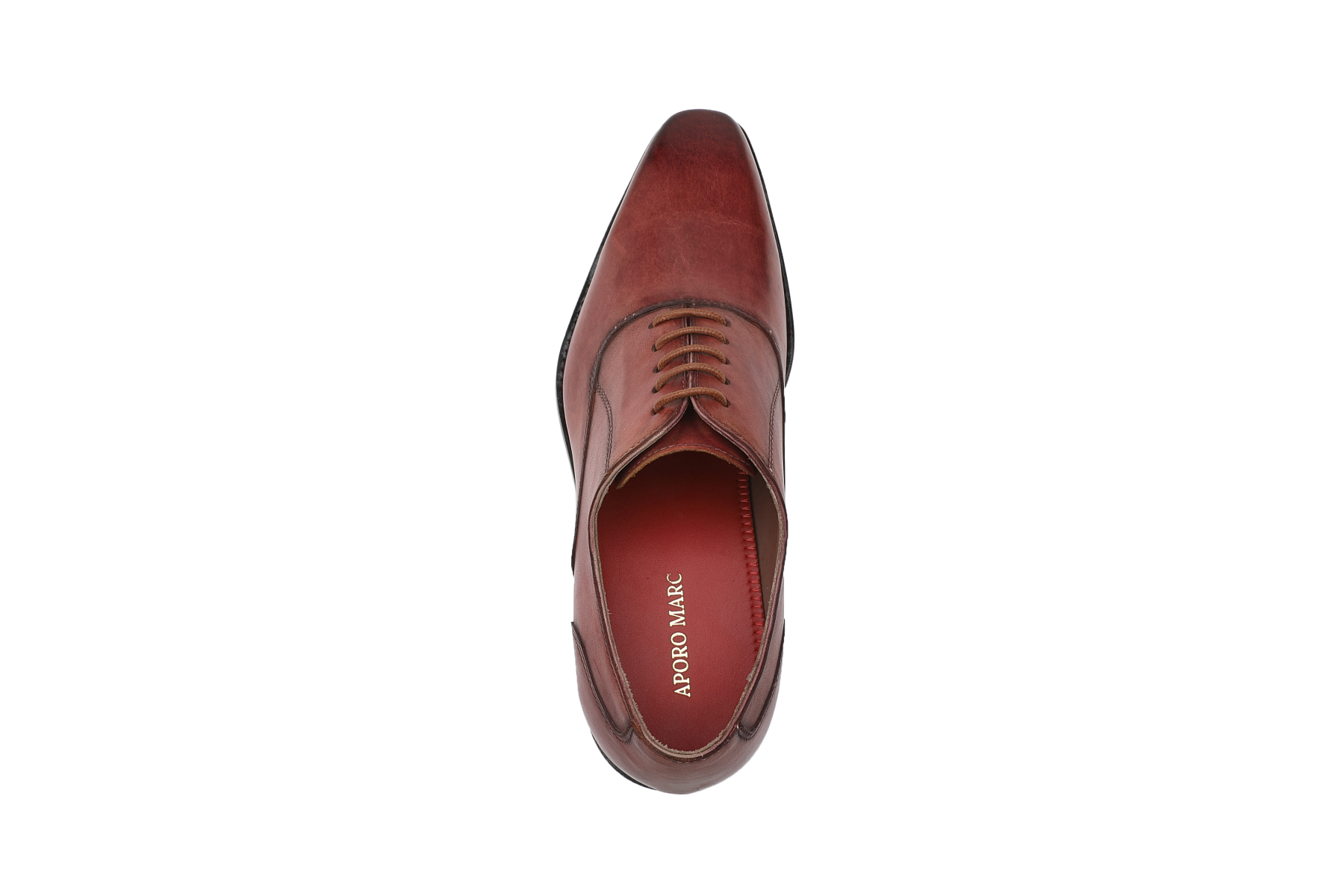 APORO MARC Burgundy Hand Patina Plain Toe Oxford Dress Shoes for Men
