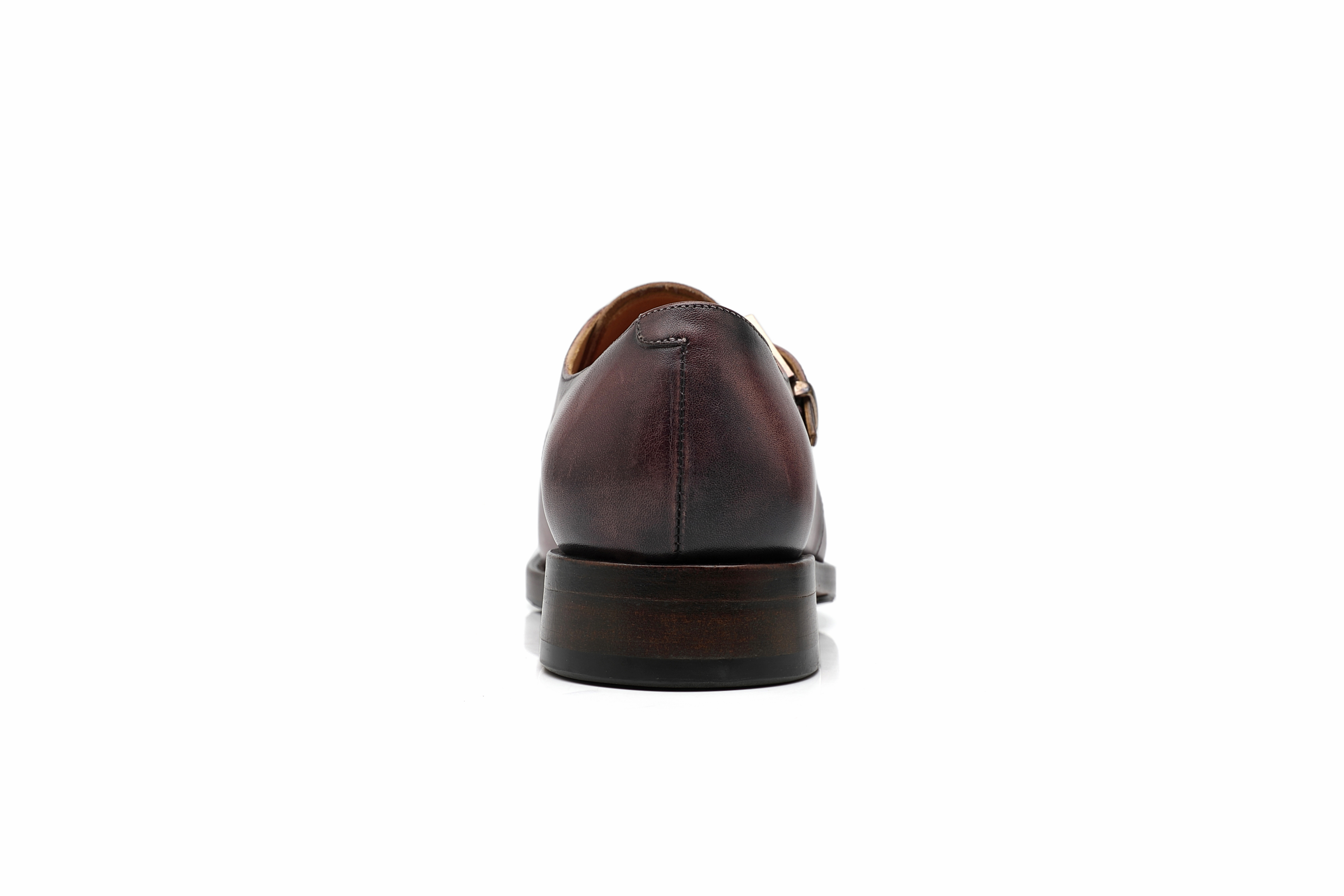 APORO MARC Dark Brown Hand Patina Single Monk Strap Dress Shoes for Men