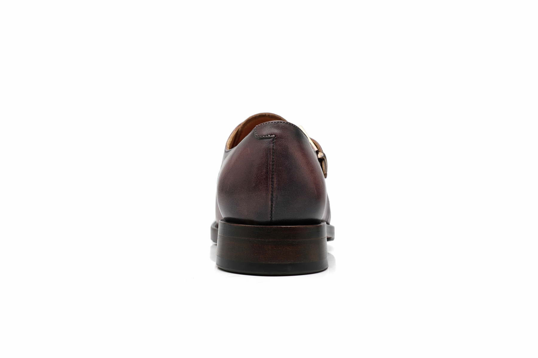 APORO MARC Dark Brown Hand Patina Single Monk Strap Dress Shoes for Men