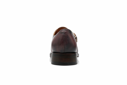 APORO MARC Dark Brown Hand Patina Single Monk Strap Dress Shoes for Men