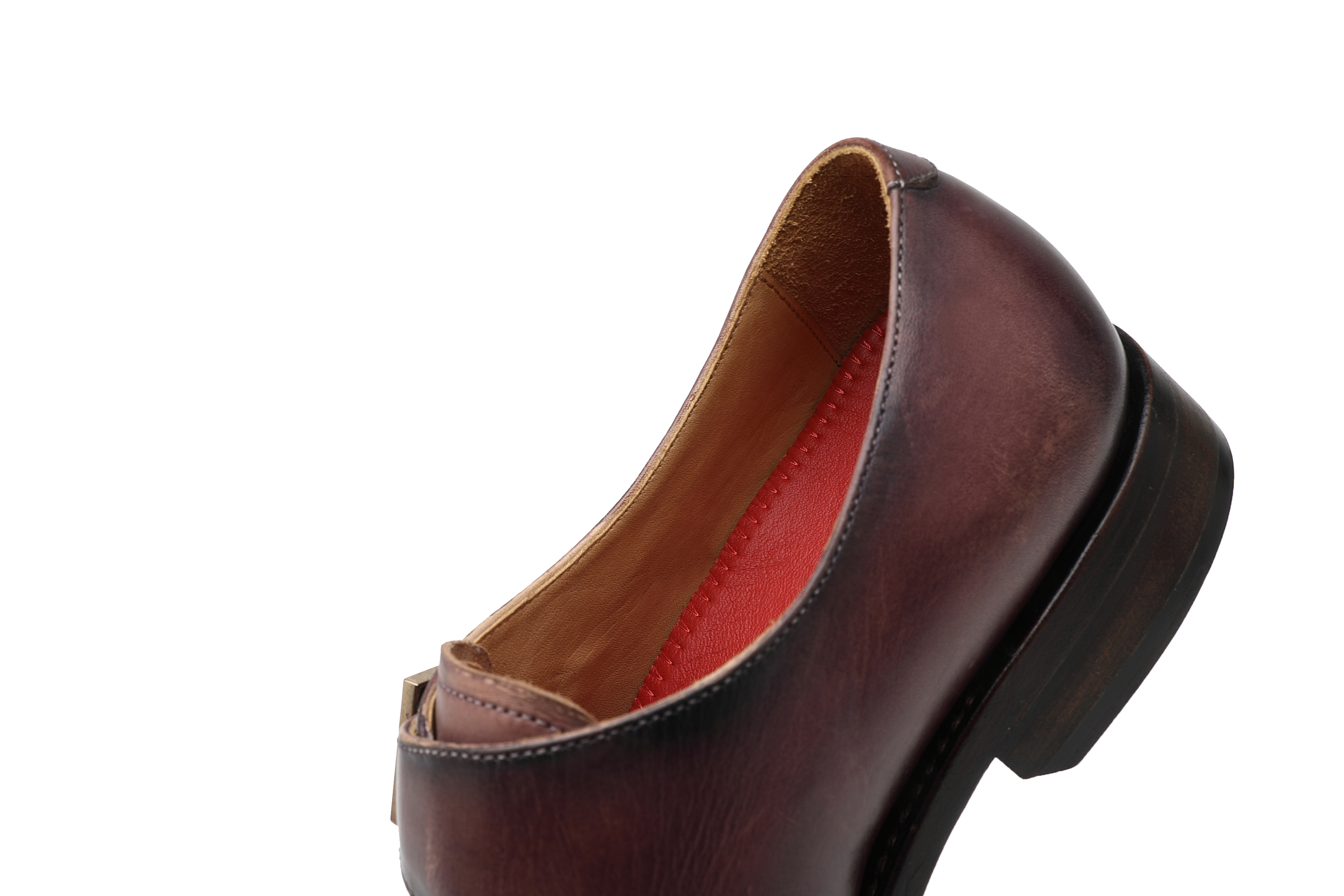 APORO MARC Dark Brown Hand Patina Single Monk Strap Dress Shoes for Men