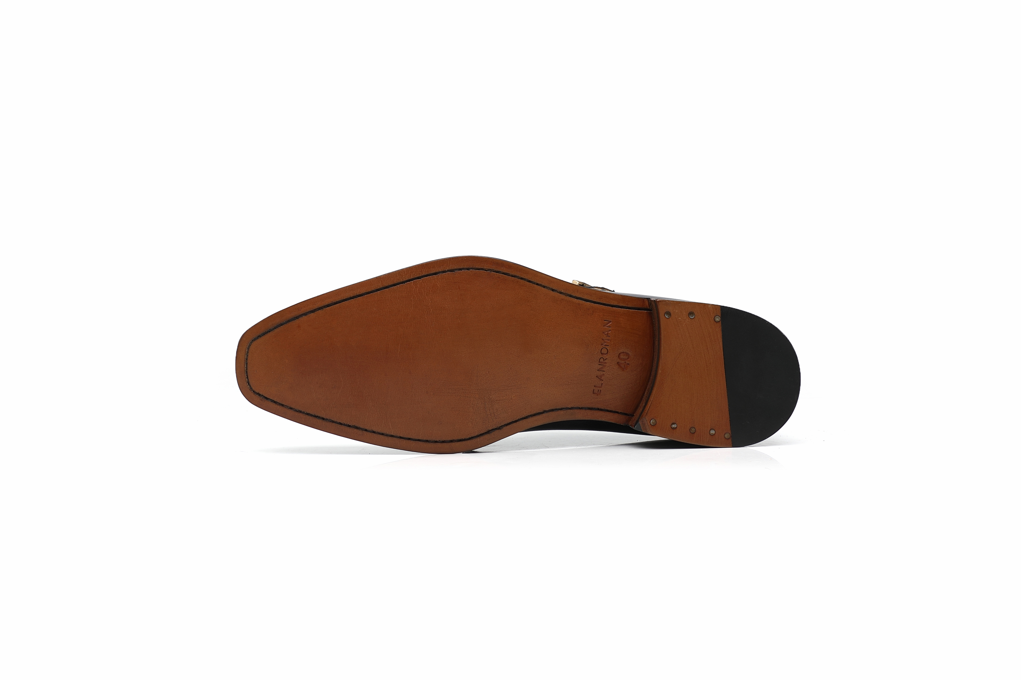 APORO MARC Navy Hand Patina Double Monk Strap Dress Shoes for Men