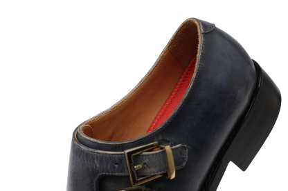 APORO MARC Navy Hand Patina Double Monk Strap Dress Shoes for Men