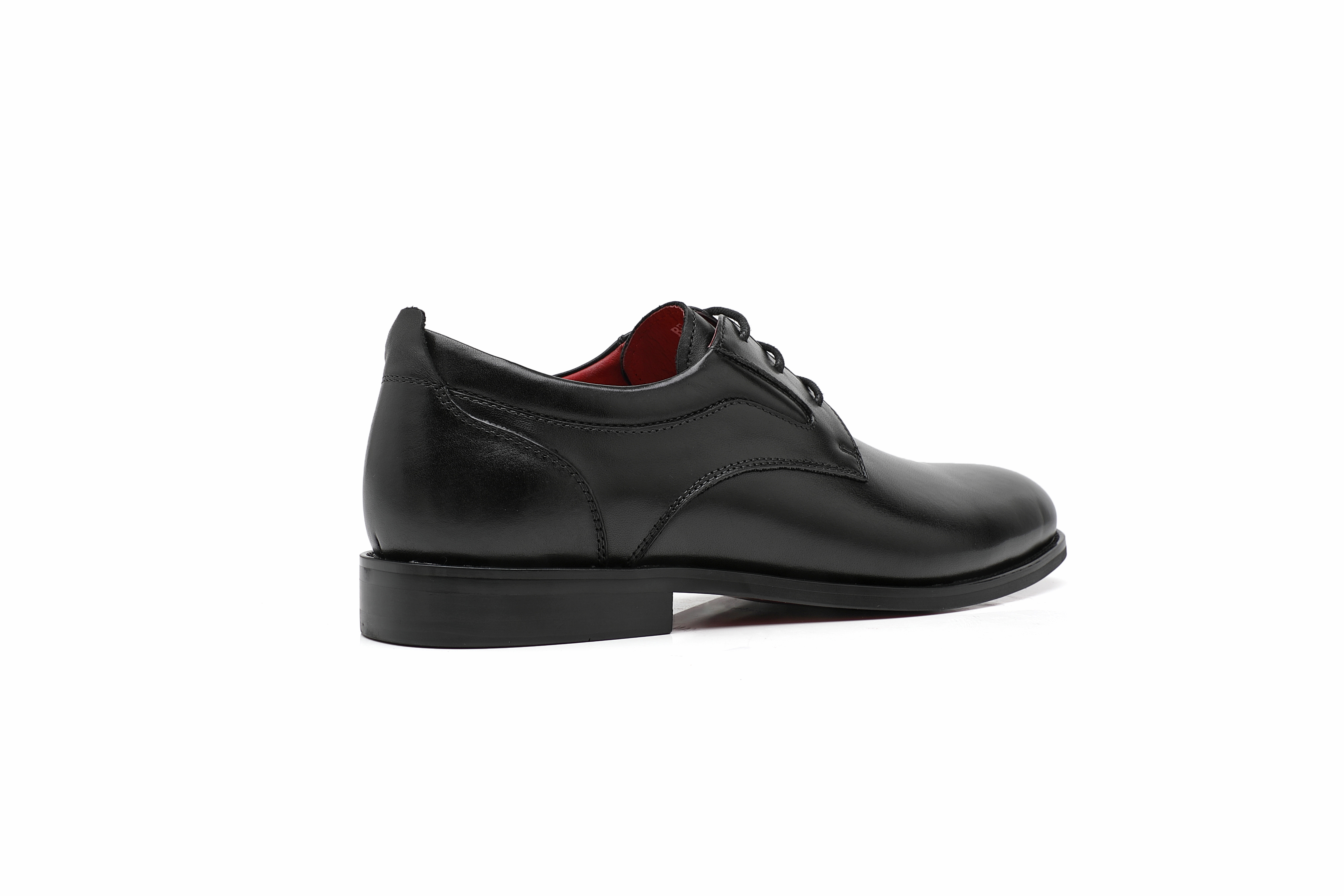 APORO MARC Black Smooth Polished Plain Toe Oxford Dress Shoes for Men