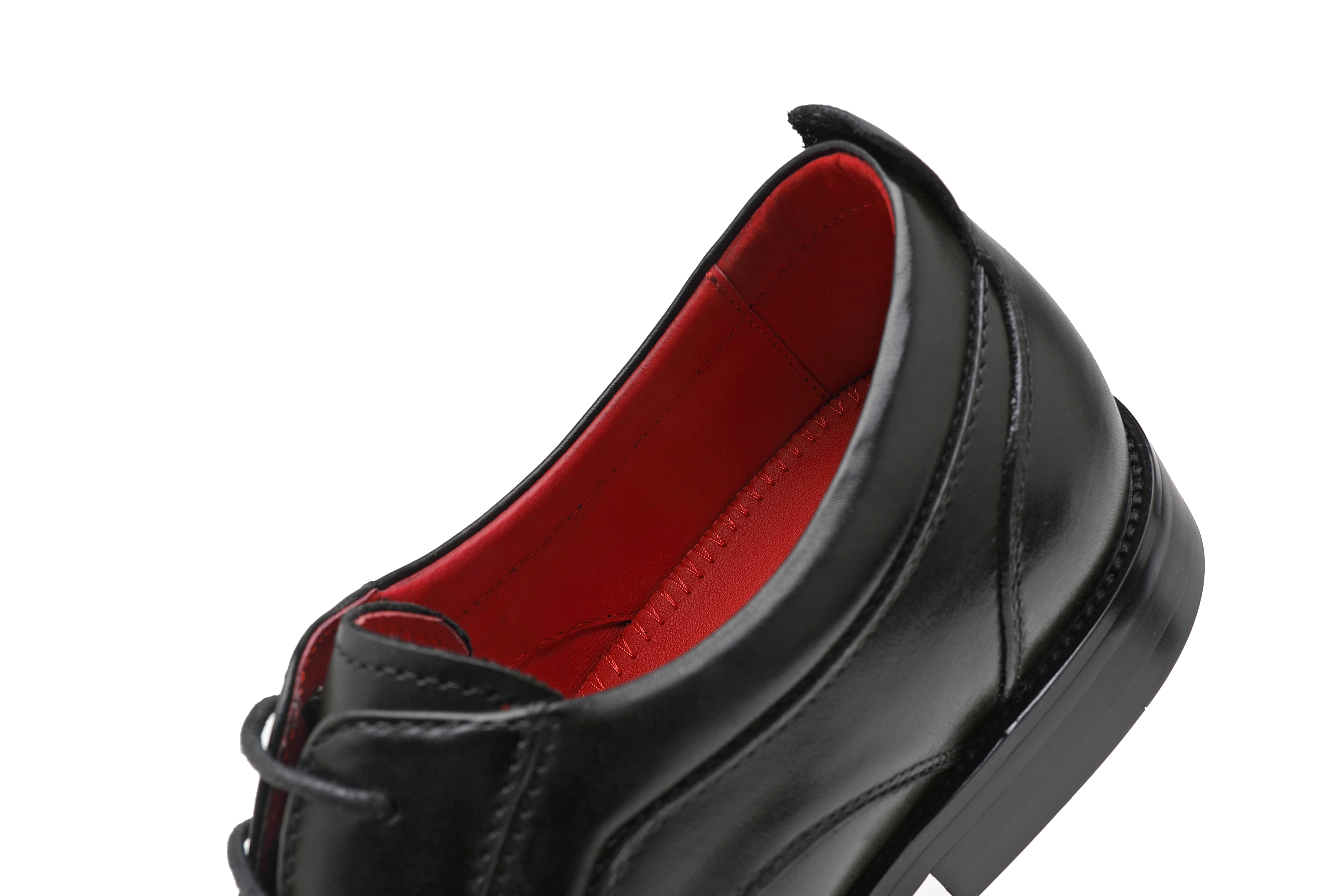 APORO MARC Black Smooth Polished Plain Toe Oxford Dress Shoes for Men