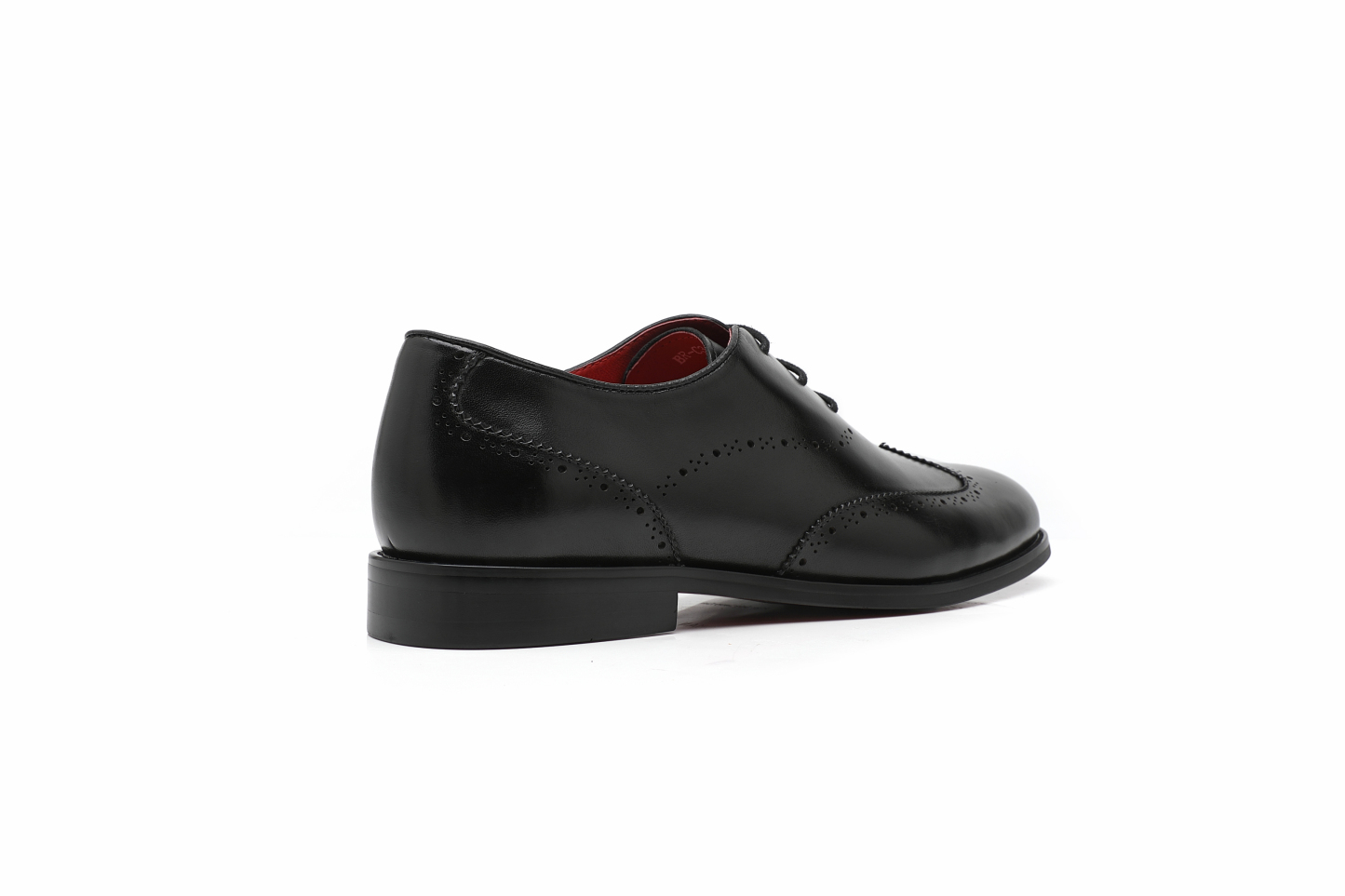 APORO MARC Black Polished Full Brogue Wholecut Oxford Dress Shoes for Men