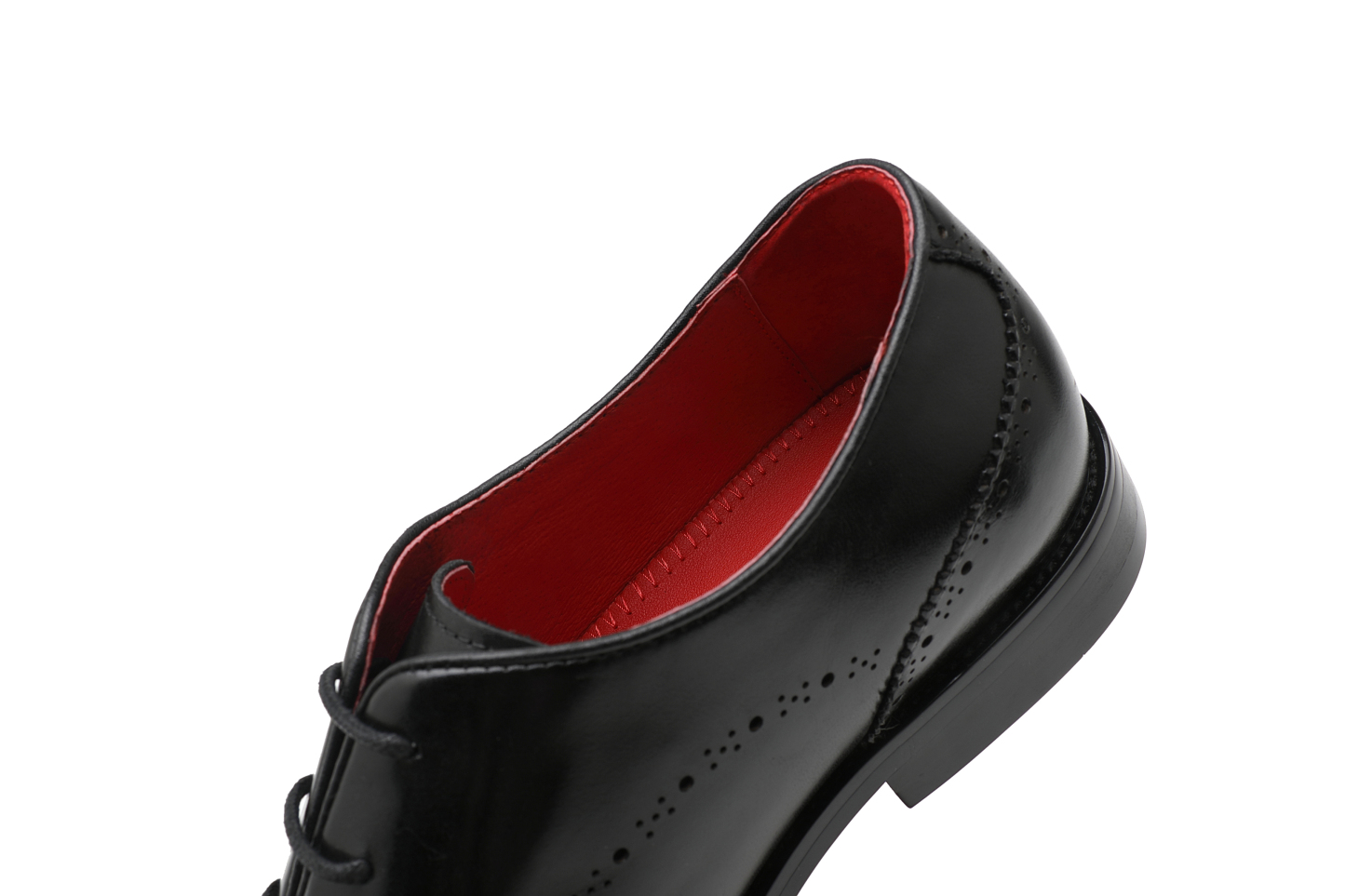 APORO MARC Black Polished Full Brogue Wholecut Oxford Dress Shoes for Men