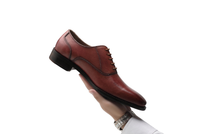 APORO MARC Burgundy Hand Patina Plain Toe Oxford Dress Shoes for Men